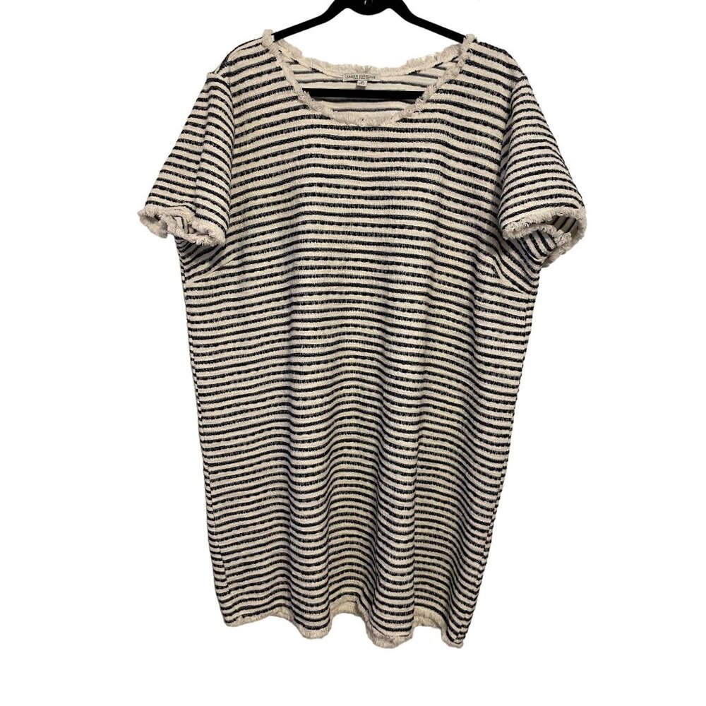 Green Envelope blue striped short sleeved sweater‎ dress 3X
